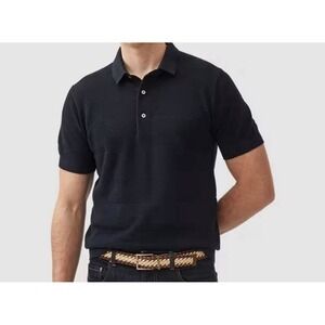 Rodd & Gunn Masons Men's Size L Navy Blue Textured Knit Short Sleeve Polo Shirt
